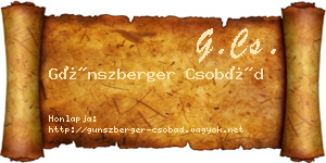 Günszberger Csobád névjegykártya